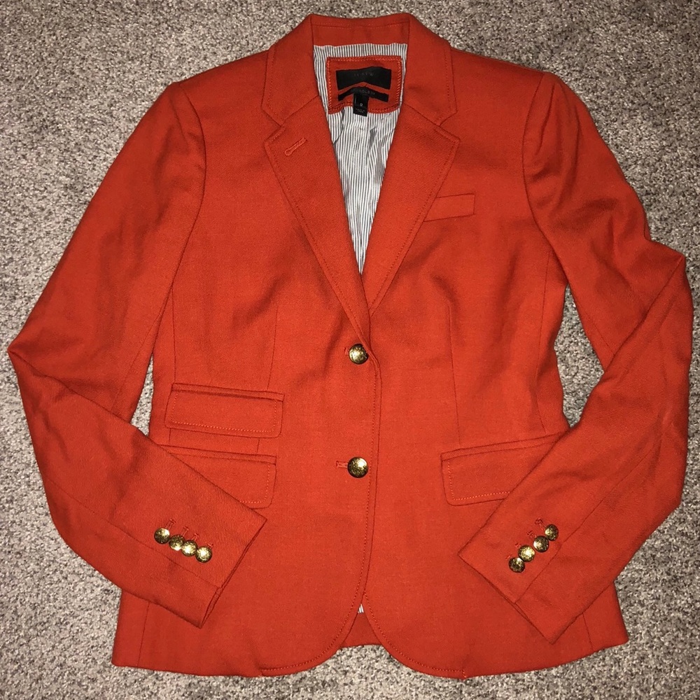 J. Crew Orange Blazer with Gold Buttons